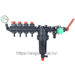 Узел управления 4-х секционный ручной с фильтром и манометром