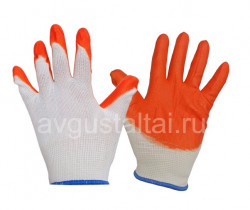 Перчатки нейлоновые с нитриловым покрытием "9"  (синие, оранжевые)